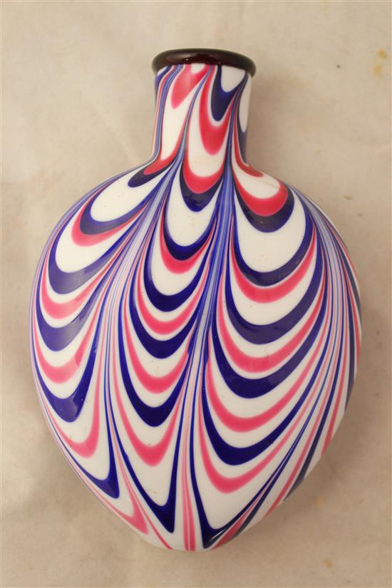 Nailsea type three colour glass flask, first half 19th century